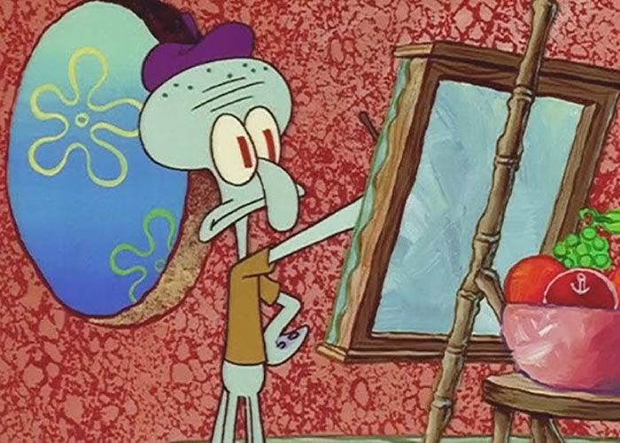 Squidward painting